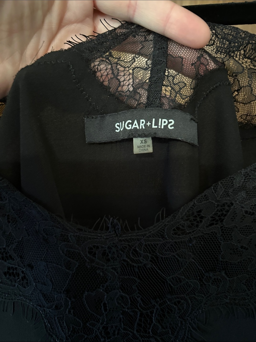 Sugarlips Black Lace-Trim Top - Picture 2 of 2